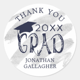 Modern Graduation Thank You Custom Colours Classic Round Sticker
