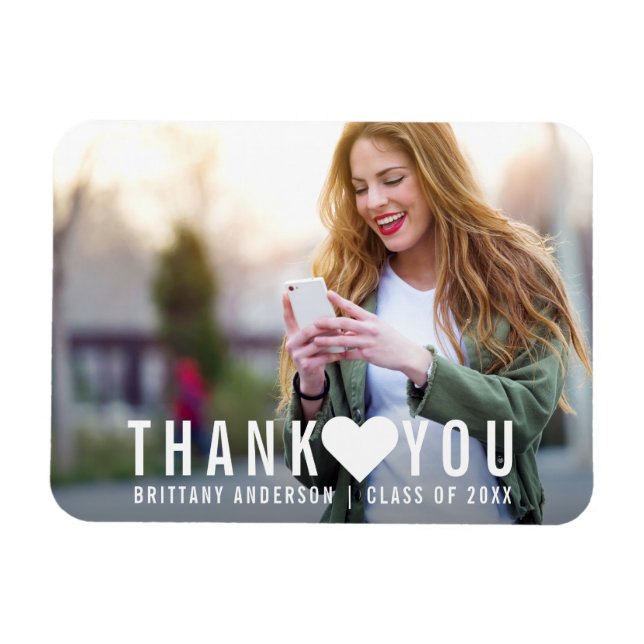 Modern Graduation Thank You Heart Magnet (Horizontal)