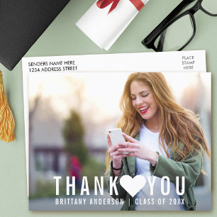 Modern Graduation Thank You Heart Postcard