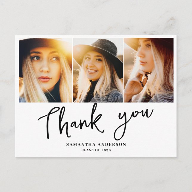 Modern Graduation Thank You  Postcard (Front)