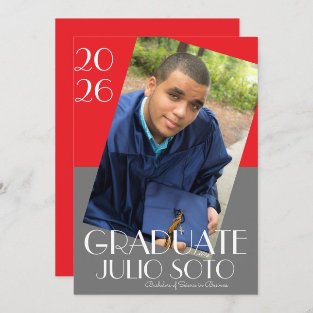 Modern Graduation Typography 2026 Photo Invitation (Front/Back)