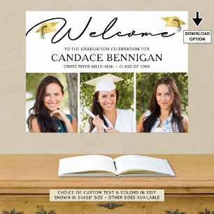 Modern Graduation Welcome 3 Photos Simple Script Poster