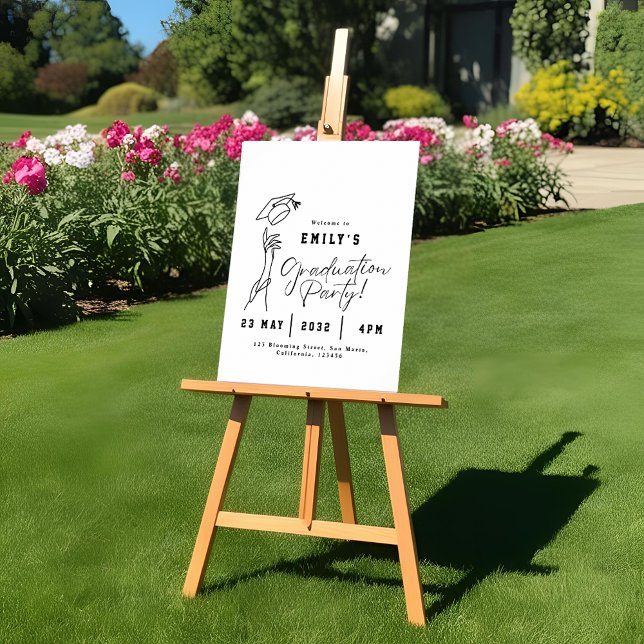 Modern Graduation Welcome Poster Minimal Line Art (Modern Graduation Welcome Poster Minimal Line Art Graduation Party Decor)