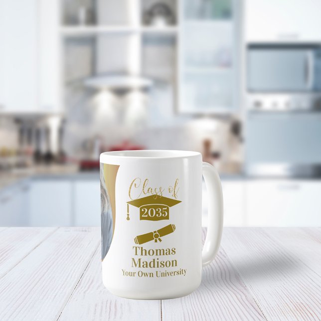 Modern Graduation White Gold Wave Coffee Mug (Creator Uploaded)