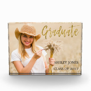 Modern Graduation with Gold Foil Typography Photo Block