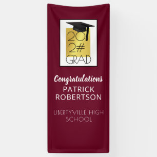 Modern Graduation Year Grad Maroon Gold Banner