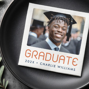 Modern graduation year photo graduate napkin
