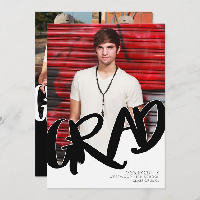 Modern Graffiti Graduation Announcements (Front/Back)