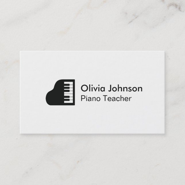 Modern Grand Piano Music Teacher Business Card (Front)