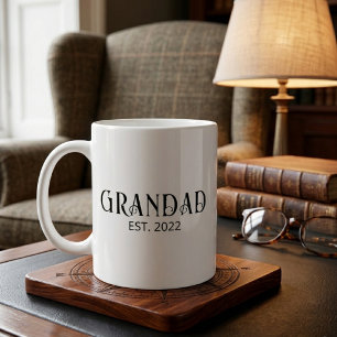 Modern Grandad Established Black Script  Coffee Mug