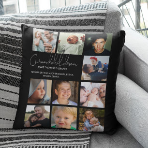 Modern   Grandchildren   Photo Collage Cushion
