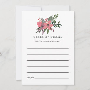 Modern Grandeur Plum and Pink Floral Bridal Shower Advice Card
