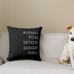 Modern Grandkids Names Black Cushion<br><div class="desc">Modern pillow with grandkids names.</div>
