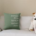 Modern Grandkids Names Green Cushion<br><div class="desc">Modern pillow with grandkids names.</div>
