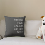 Modern Grandkids Names Grey Cushion<br><div class="desc">Modern pillow with grandkids names.</div>
