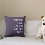Modern Grandkids Names Purple Cushion<br><div class="desc">Modern pillow with grandkids names.</div>