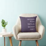 Modern Grandkids Names Purple Cushion<br><div class="desc">Modern pillow with grandkids names.</div>