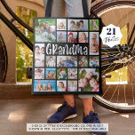 Modern Grandma 21 Photo Collage Custom Colour Tote Bag<br><div class="desc">Create a modern photo collage keepsake tote bag for a grandmother utilising this easy-to-upload template with 21 pictures of her grandchildren in various sizes and shapes and the title GRANDMA in fun, white typography on your choice of background colour. Makes a meaningful gift for Grandma's birthday, Grandparents Day, Mother's Day...</div>