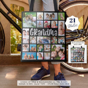 Modern Grandma 21 Photo Collage Double Sided Tote Bag