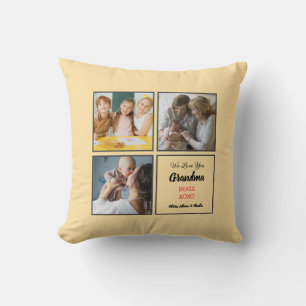 Modern Grandma 3 Photo Collage Custom Gift  Cushion