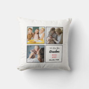 Modern Grandma 3 Photo Collage Custom Gift  Cushion