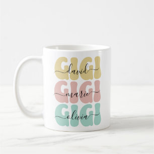Modern Grandma Gigi Kids Names Mother's Day Gift Coffee Mug