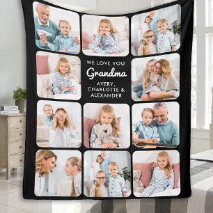 Modern Grandma Love You Custom 11 Photo Collage Fleece Blanket