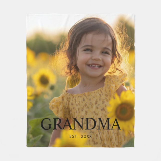 Modern Grandma Photo Fleece Blanket (Front)