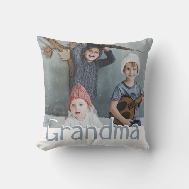 Modern Grandma Photo & Quote | Custom Colour Cushion (Front)