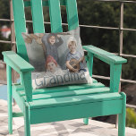 Modern Grandma Photo & Quote | Custom Colour Cushion<br><div class="desc">Grandma's are just the best! Let your grandmother know how much she means to you with this modern throw pillow, featuring a special photograph of your choice, the text GRANDMA in fun script, on the reverse is the sweet quote 'Grandma's heart is a patchwork of love.' and personalised with your...</div>