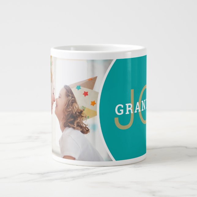 Modern Grandma's Joy Photo Large Coffee Mug (Front)