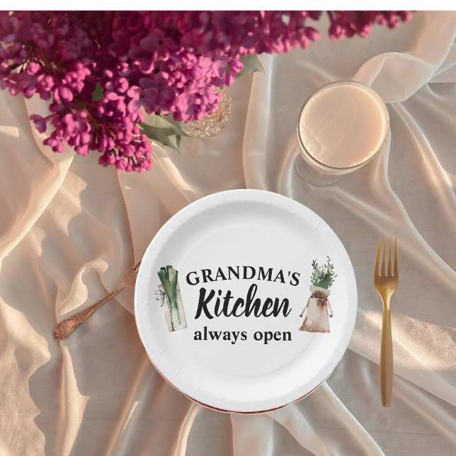 Modern Grandma's Kitchen Is Always Open Best Gift Paper Plate (Creator Uploaded)
