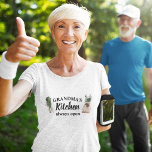 Modern Grandma's Kitchen Is Always Open Best Gift T-Shirt<br><div class="desc">Welcome to Grandma's Kitchen, where love and warmth are always on the menu! Delight your favourite grandmother with this charming gift product from Zazzle. Whether it's for Mother's Day, her birthday, or just to show appreciation, this thoughtful item is sure to bring a smile to her face.Surprise Grandma with a...</div>