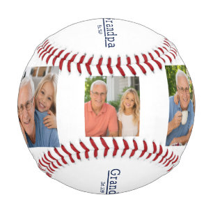 Modern Grandpa Est. Minimalist Typography 3 Photo Baseball