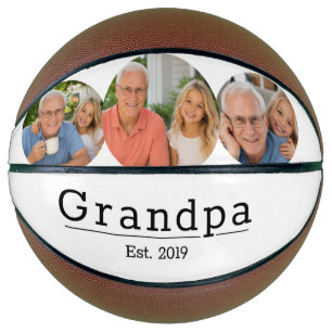 Modern Grandpa Est. Minimalist Typography 3 Photo Basketball