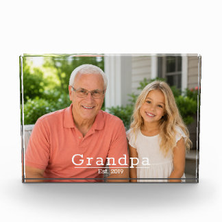 Modern Grandpa Est. Minimalist Typography Photo Block