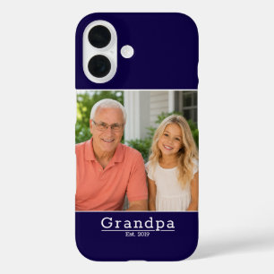 Modern Grandpa Est. Minimalist Typography Photo iPhone 16 Case