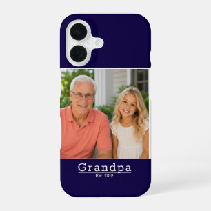 Modern Grandpa Est. Minimalist Typography Photo iPhone 16 Case