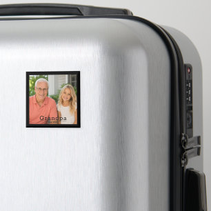Modern Grandpa Est. Minimalist Typography Photo Magnet
