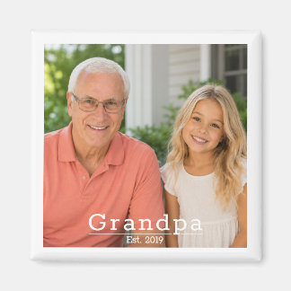 Modern Grandpa Est. Minimalist Typography Photo Magnet