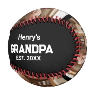 Modern Grandpa Est. Name Year 3 Photo Baseball