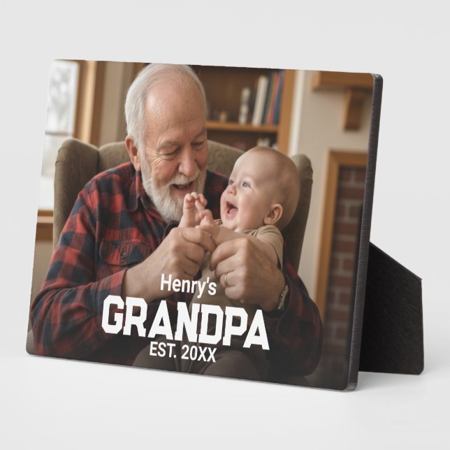 Modern Grandpa Est. Name Year Photo Plaque (Side)