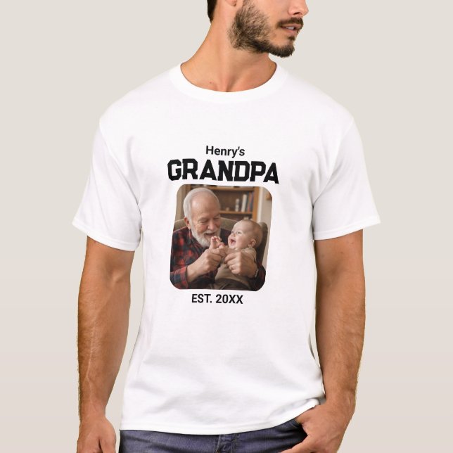 Modern Grandpa Established Est. Name Year Photo T-Shirt (Front)