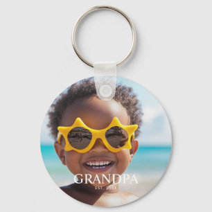 Modern Grandpa Established Photo Key Ring