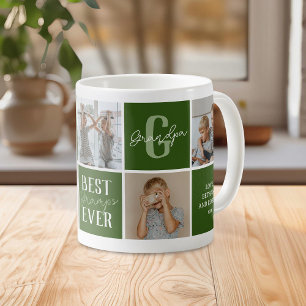 Modern Grandpa Green Photo Collage Coffee Mug