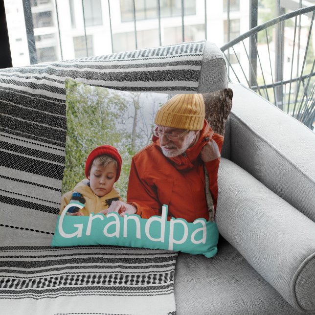 Modern Grandpa Photo & Quote Cute Gift Cushion (Creator Uploaded)