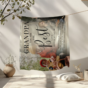 Modern 'GRANDPA' Photos, Names & Quote Keepsake Fleece Blanket