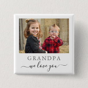 Modern Grandpa We Love You Grandchildren Photo 15 Cm Square Badge