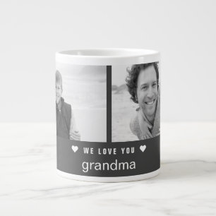 Modern Grandparents Day Black and White Photo Large Coffee Mug