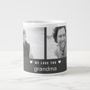 Modern Grandparents Day Black and White Photo Large Coffee Mug
